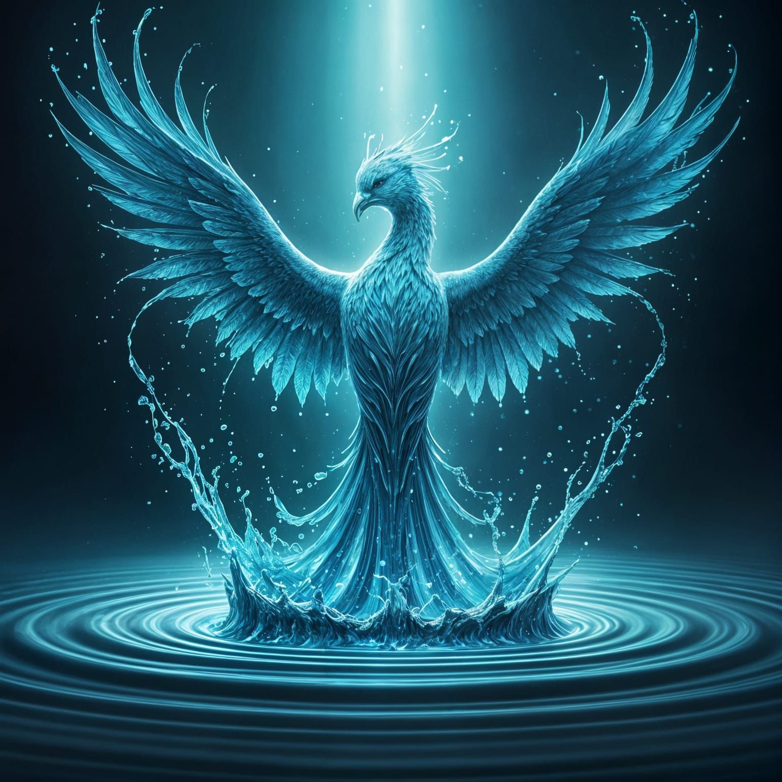 Surreal Water Phoenix Ascends in Ethereal Dreamscapes