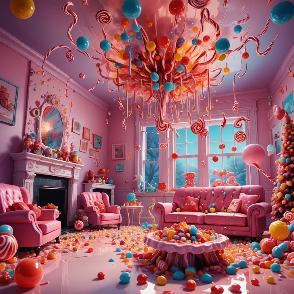 Surreal Candy Living Room in Neon Colors