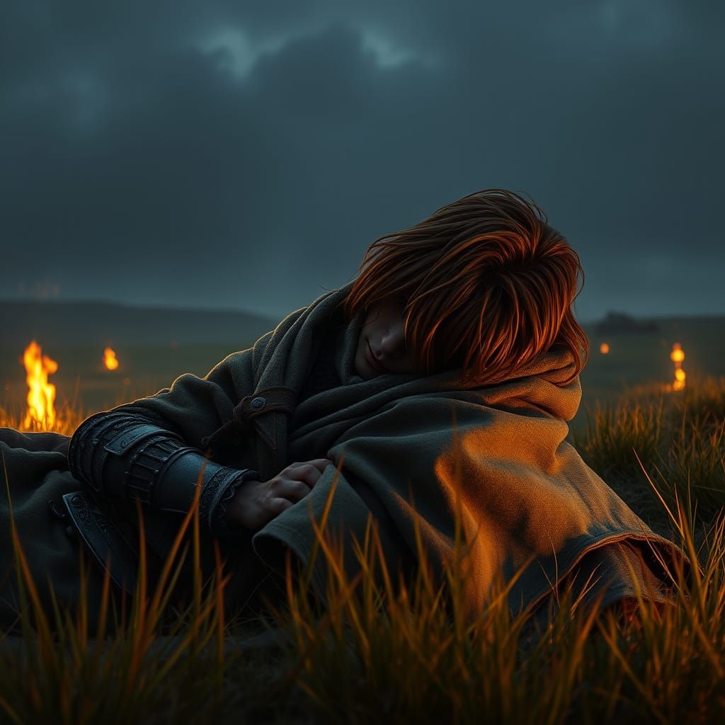 Arthurian Knight Resting at Night