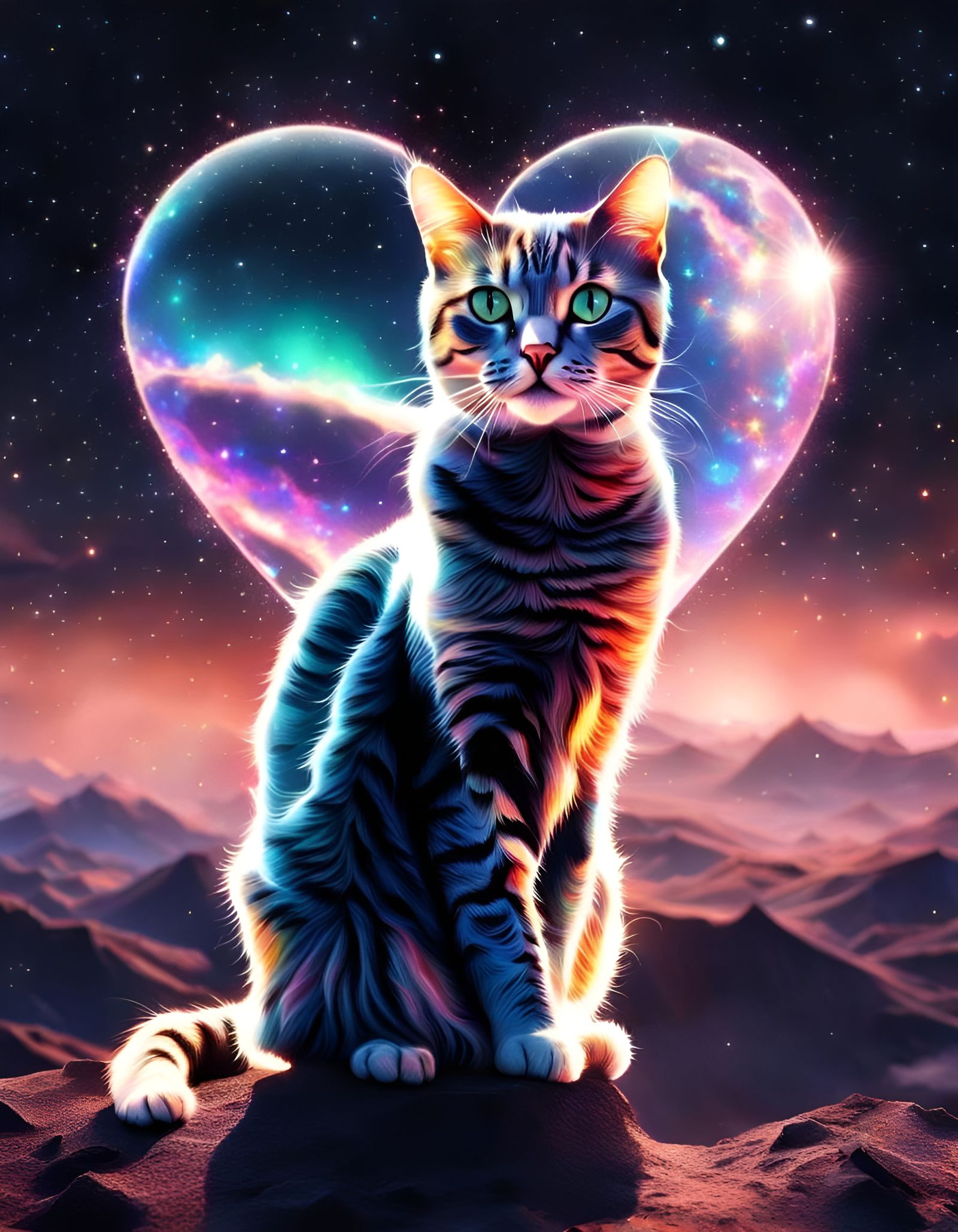 Holographic Cat in Outer Space Double Exposure