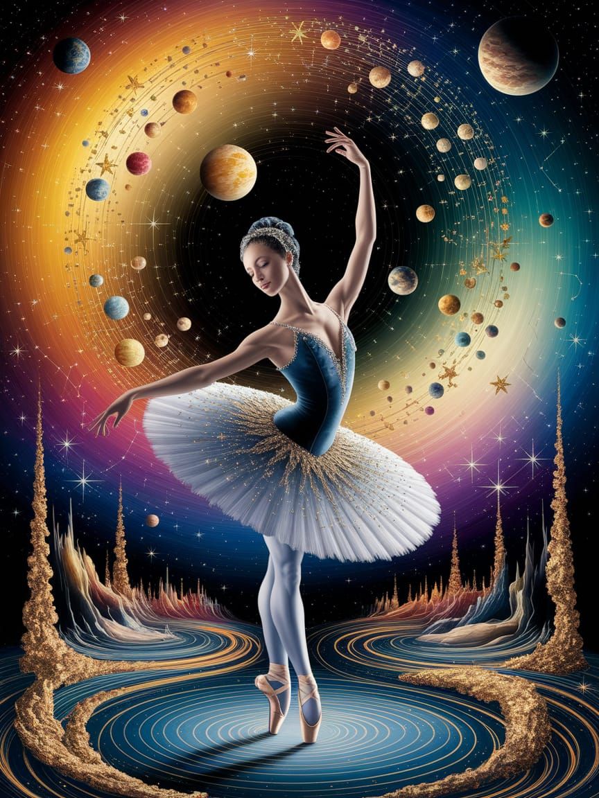 Celestial Ballerina Dancing Among the Stars