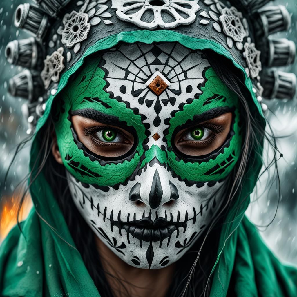 Day of the Dead Mask Portrait in Harsh World