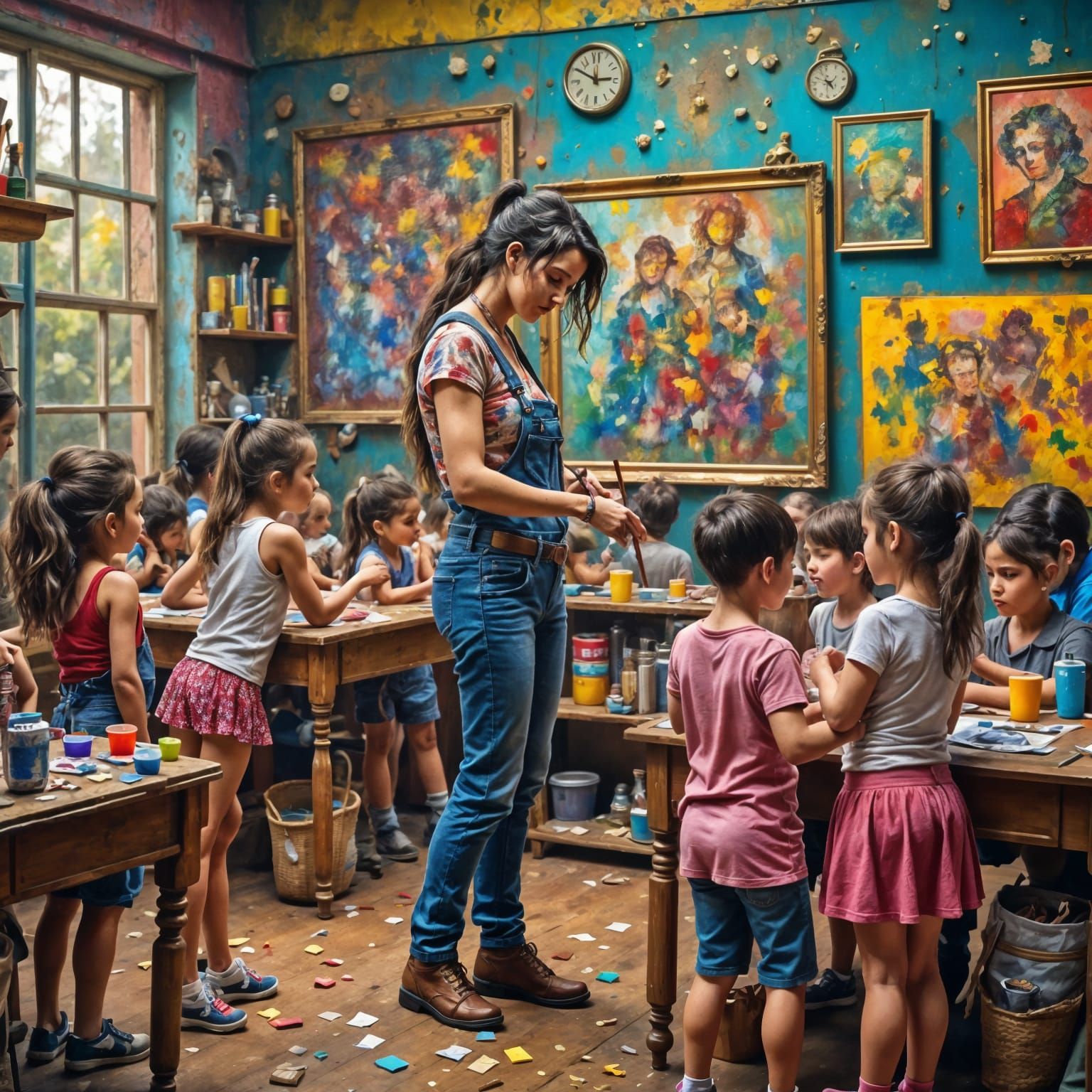 Lara Croft in Neo-Impressionist Kindergarten