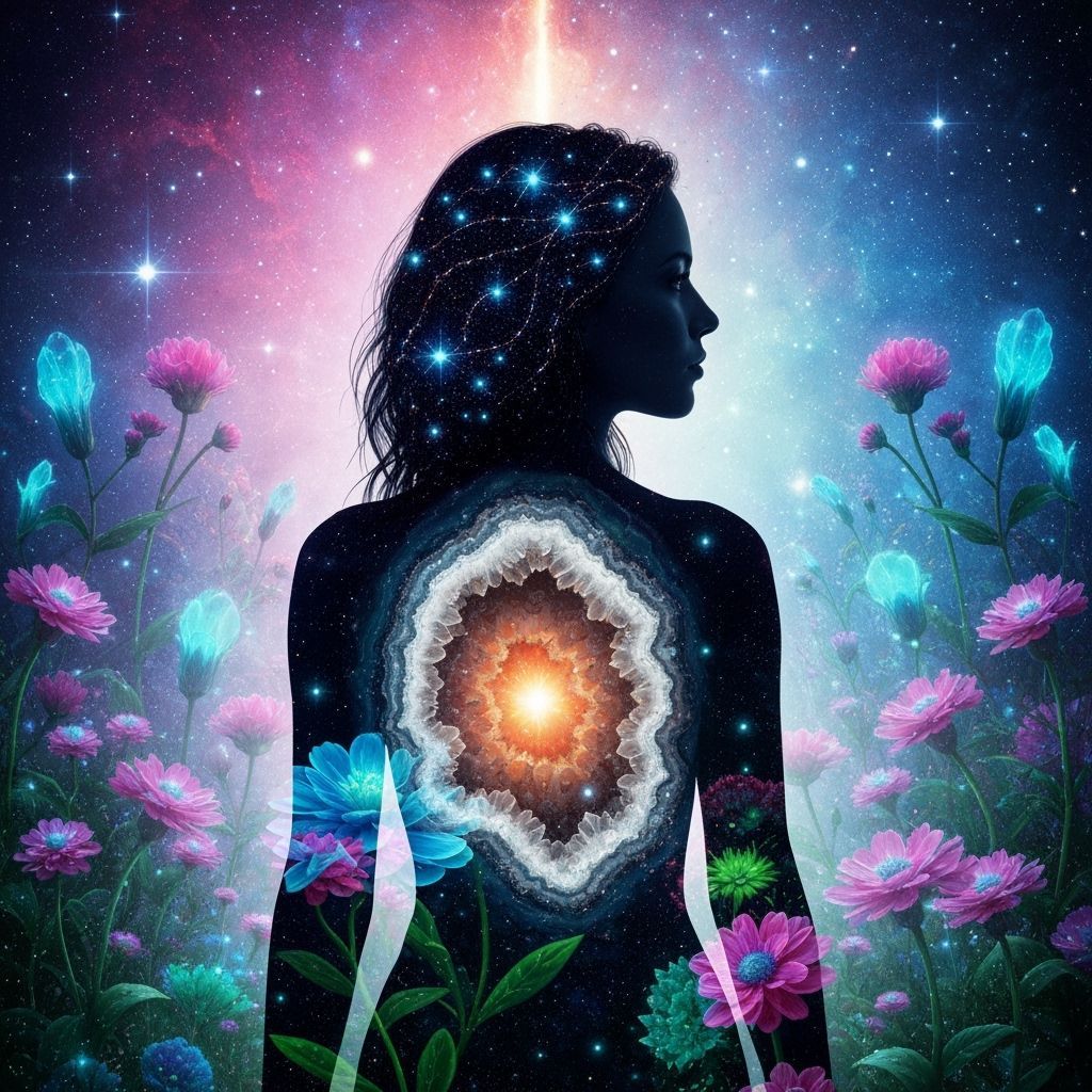 Cosmic Garden Woman with Stardust Hair