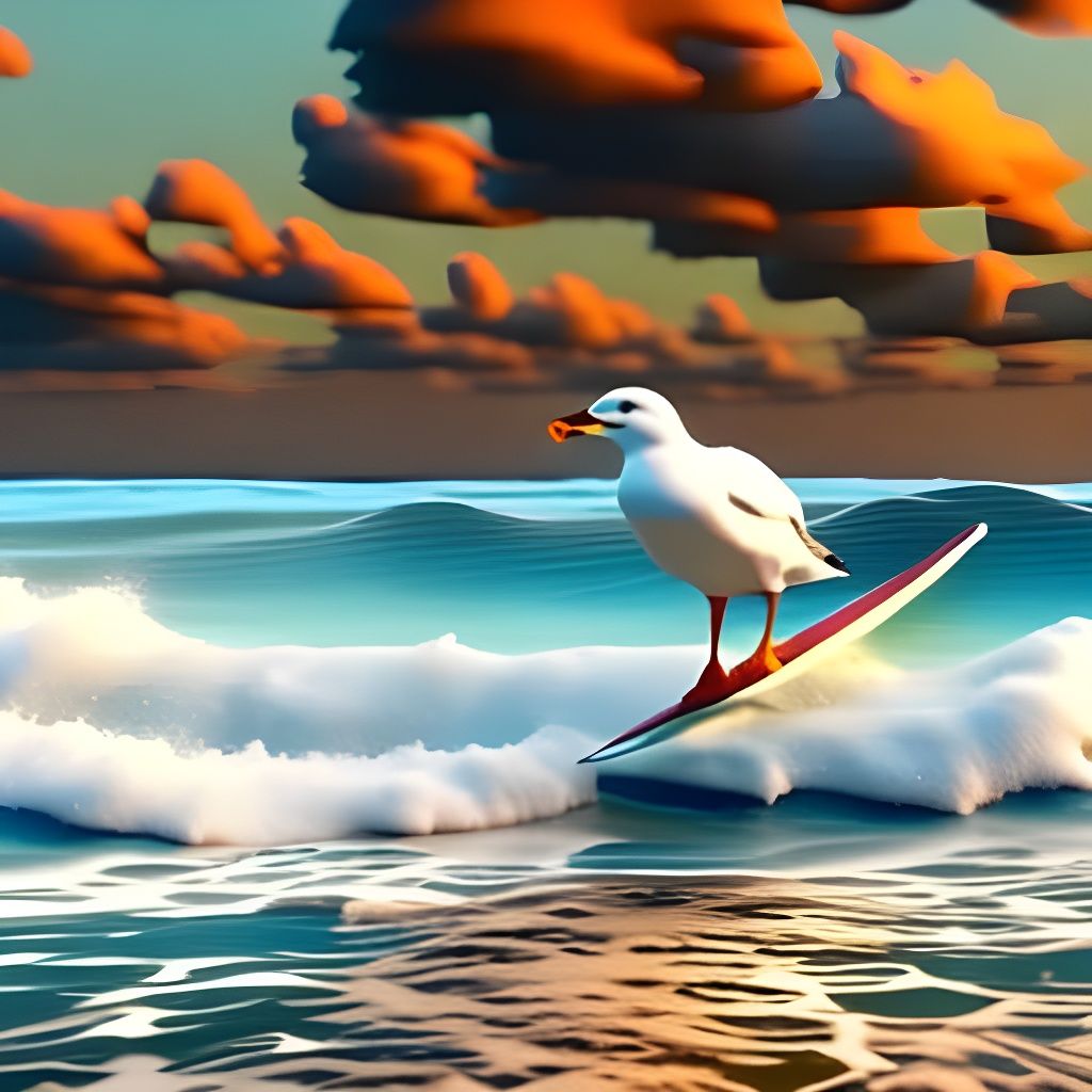 Seagull Surfing a Wave in Space