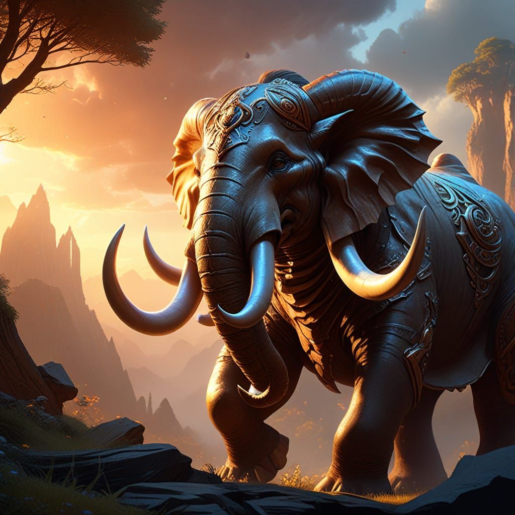 Airavata: Divine Elephant in Vibrant Oil Painting Style