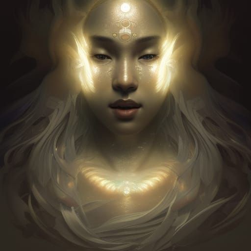 Yin and Yang Woman Portrait: Art Nouveau Style