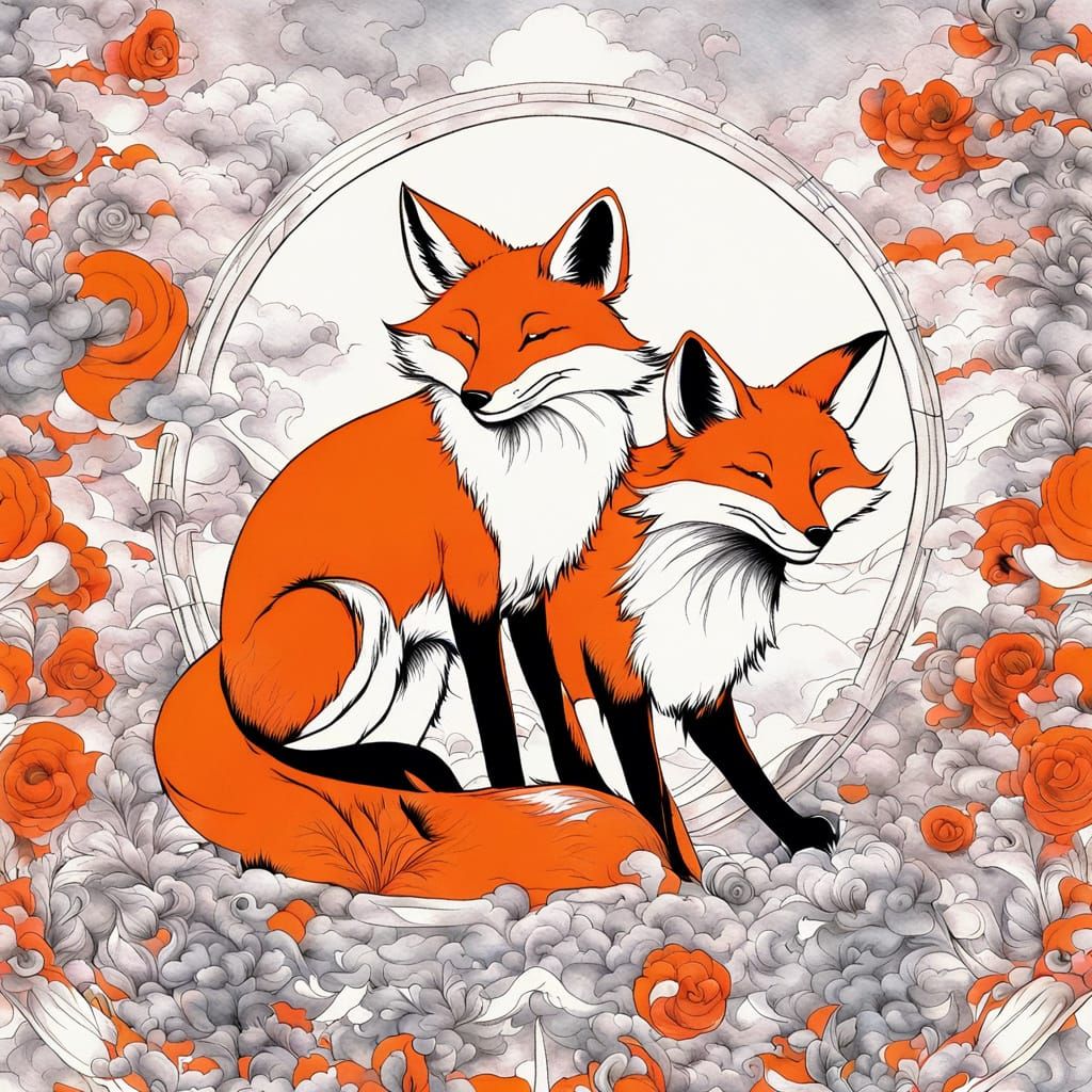 Laughing Fox in Cinema, Vibrant Anime Style