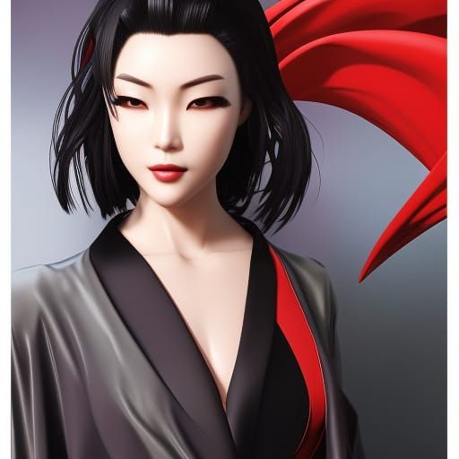 Ada Wong in Kimono, Hyperdetailed Portrait