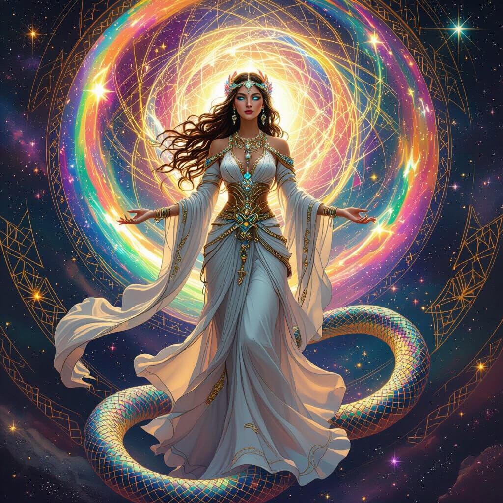 Celestial Goddess in Cosmic Baroque Style