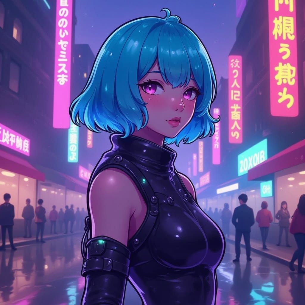 A portrait of a cyberpunk anime character ...