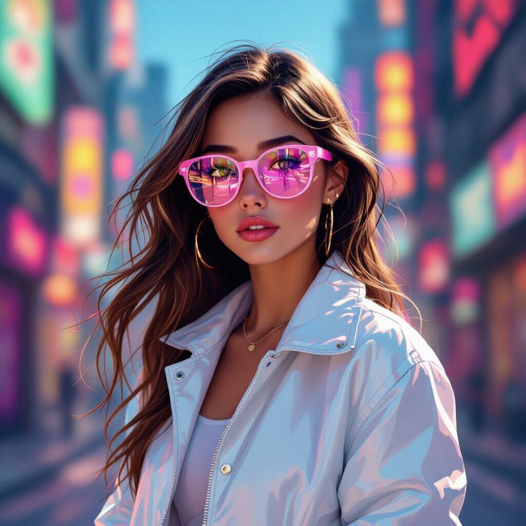 Neon City Girl in Hyperdetailed Digital Art