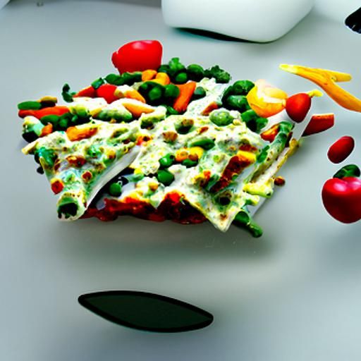 Hyperdetailed Vegan Pizza Slice on White Plate