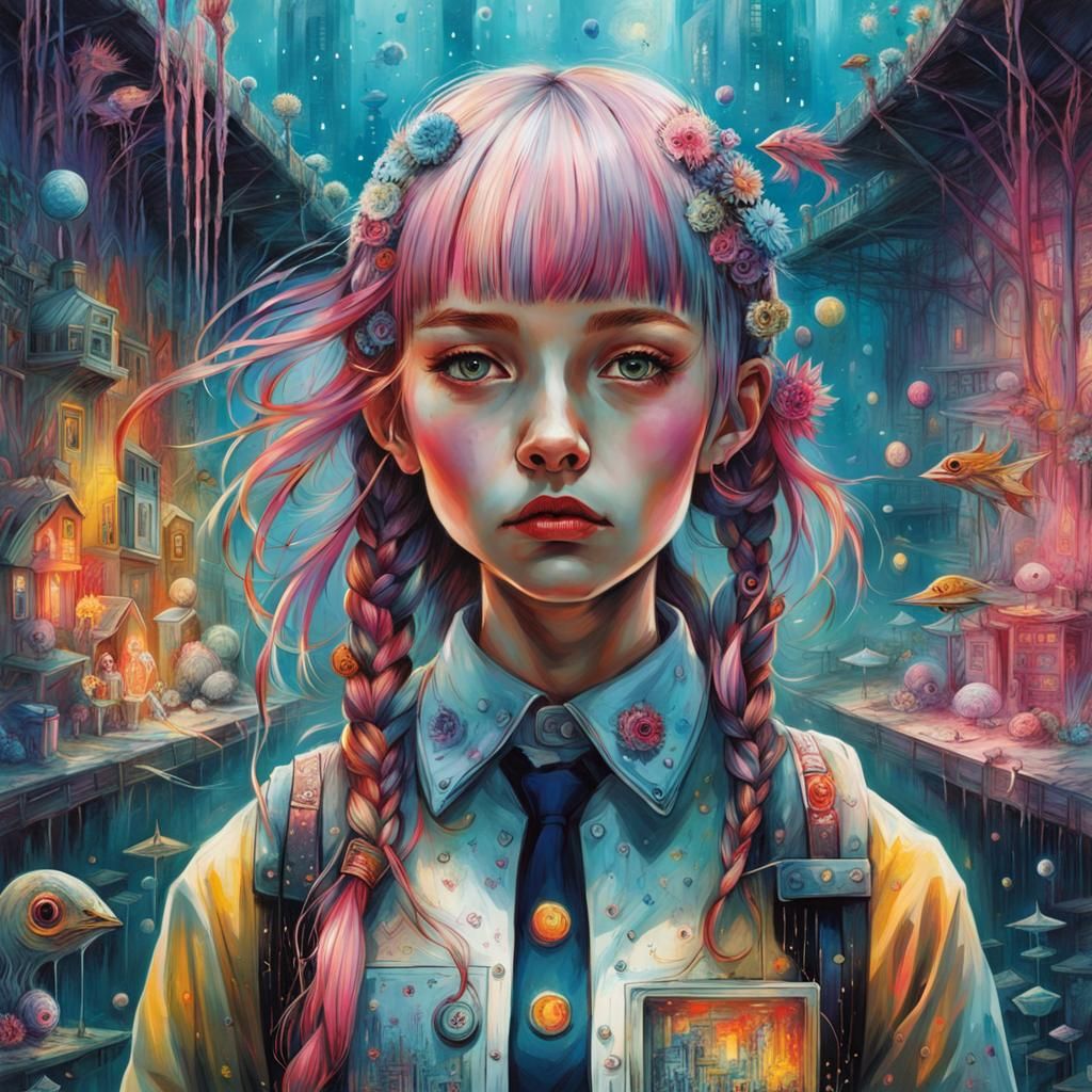 Schoolgirl in Art Brut Splash City