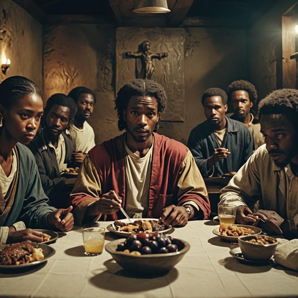 Cinematic African American Last Supper Film Still