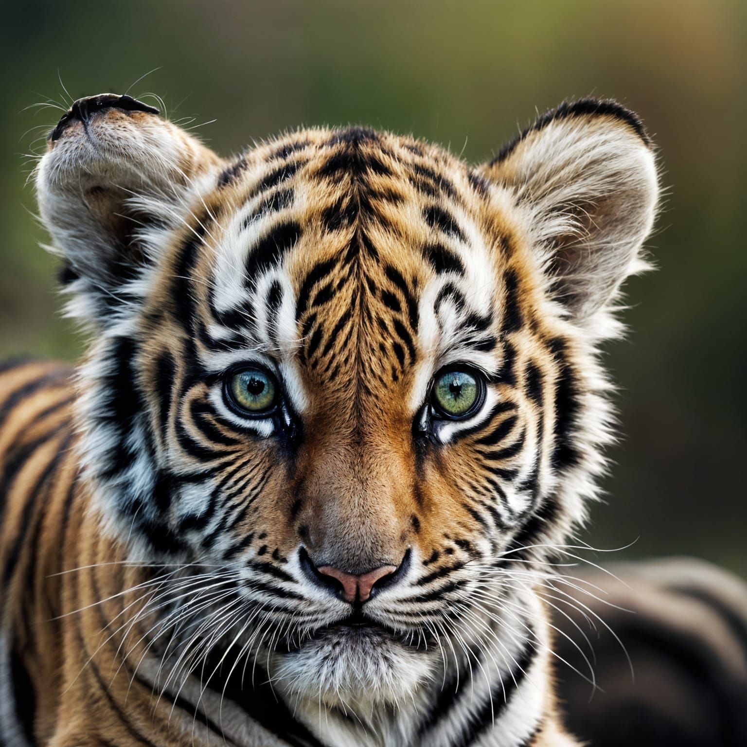 Adorable Baby Tiger Cub with Large Eyes