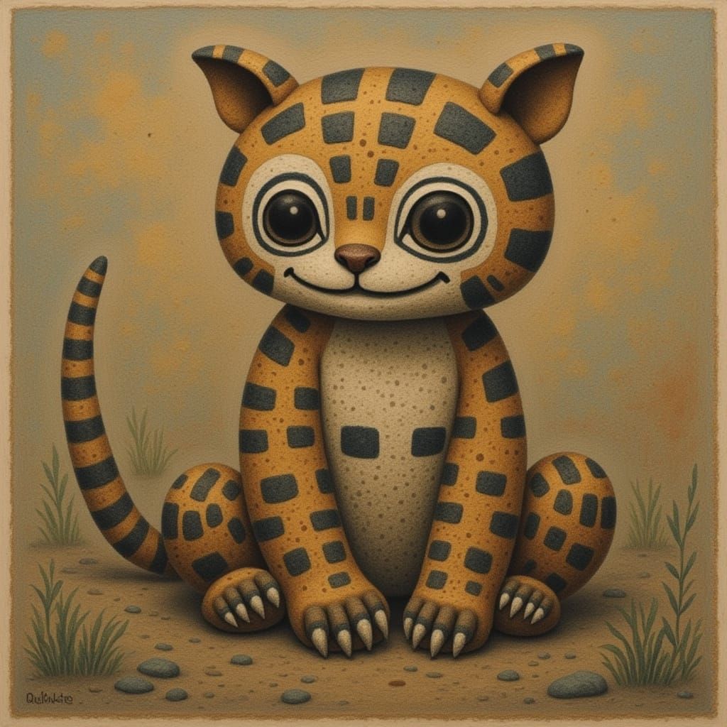 Abstract Figures in Dubuffet-Inspired Art Style