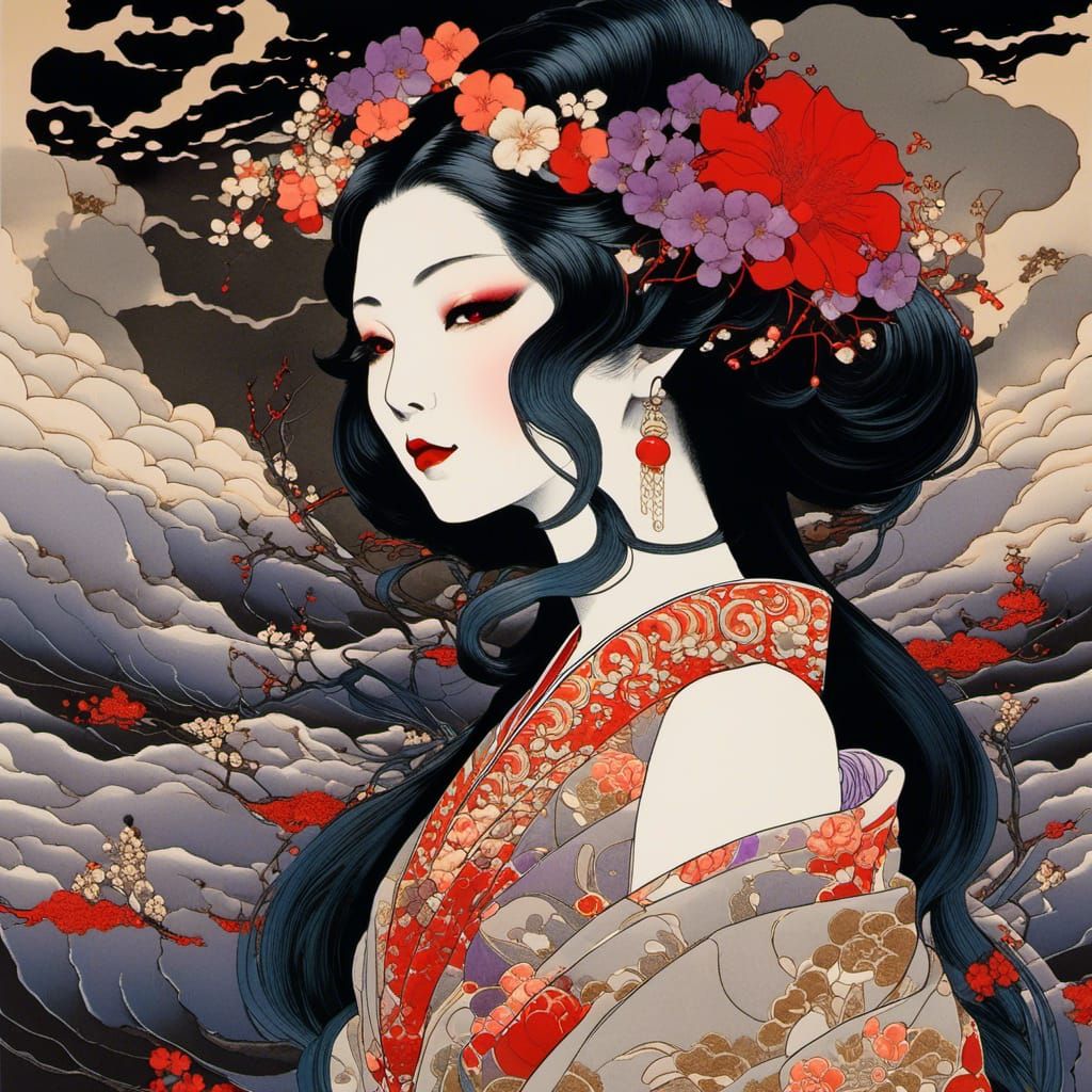 Psychedelic Ink Portrait of a Mountain Princess