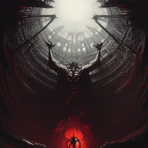 Hyperdetailed Souleater Demon in Dark Fantasy Style