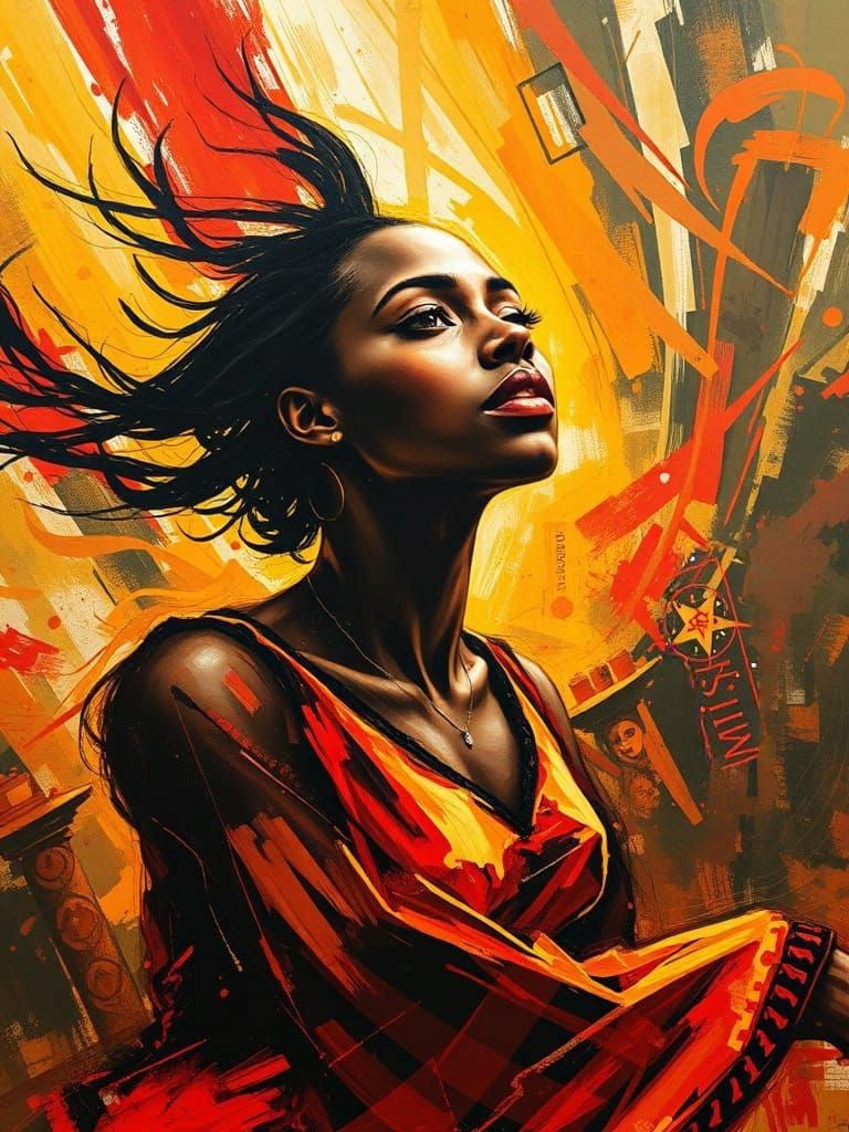 Dynamic portrait, beautiful lady, in motion, (Depth: 1.2) to...