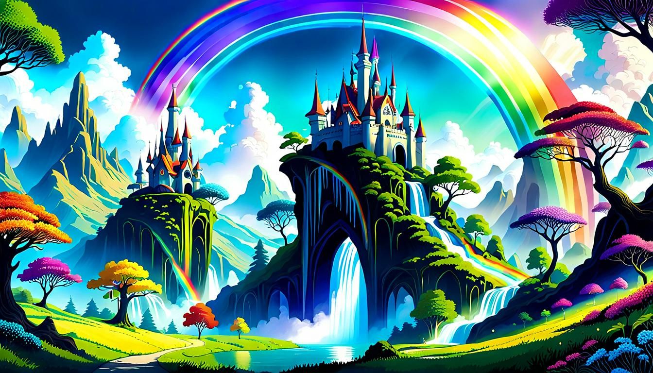 Rainbow Fantasy Wonderland: Surreal AI Artscape