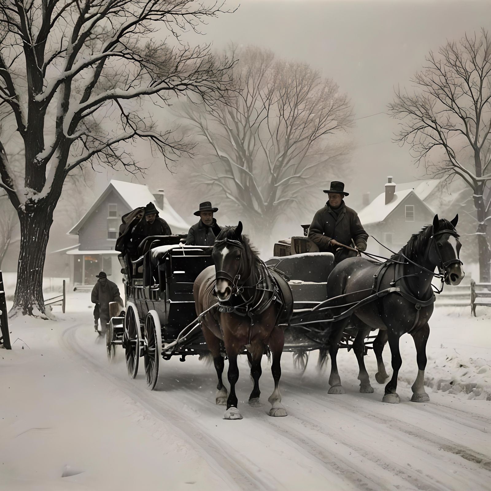 1905 Postal Sled Delivery in Winter Storm