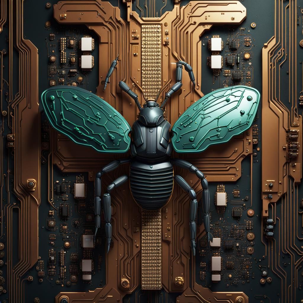 Integrated Circuit Insect: Detailed Matte Painting