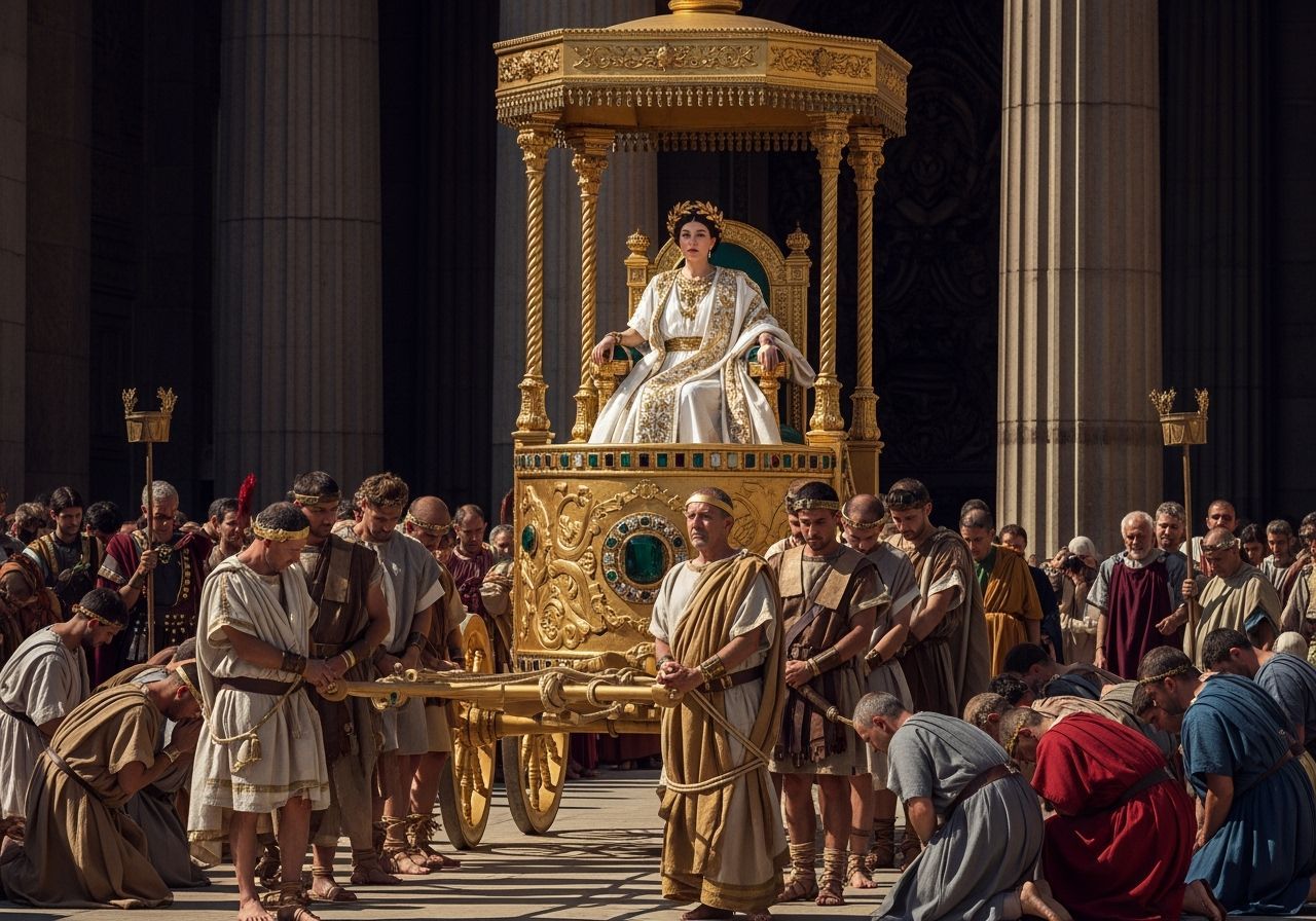 Majestic Roman Empress on Gold Chariot