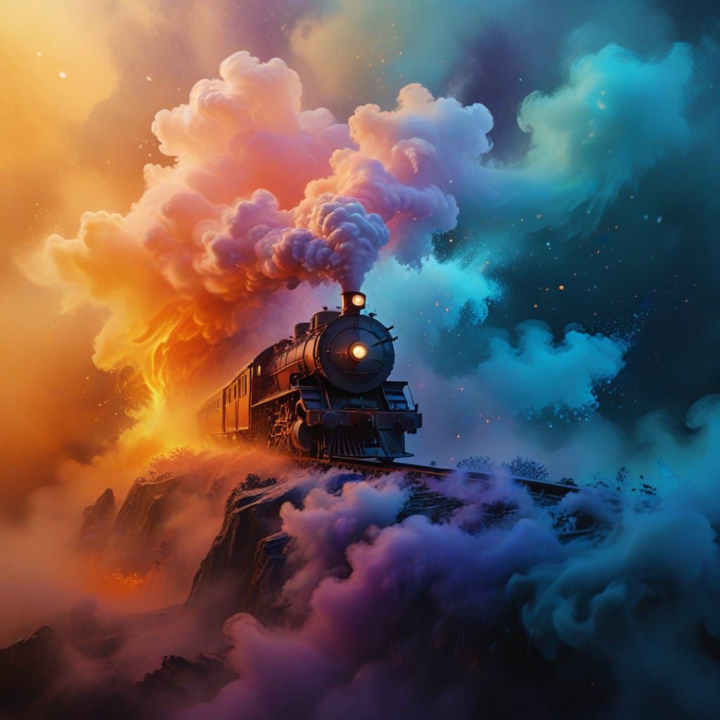 Winter Wonderland Train Station in Dreamy Watercolor