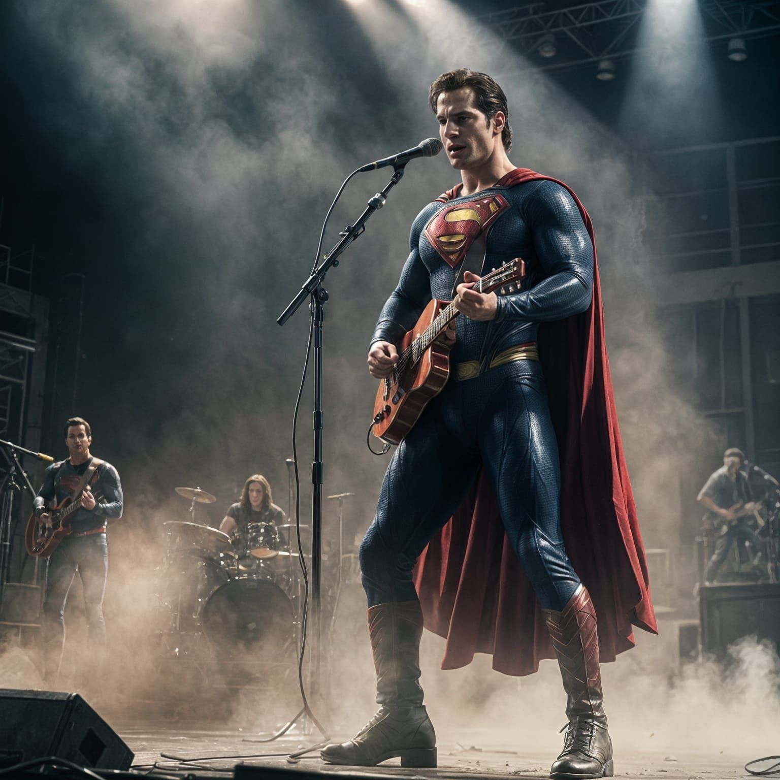 Superman Fronting a Rock Band