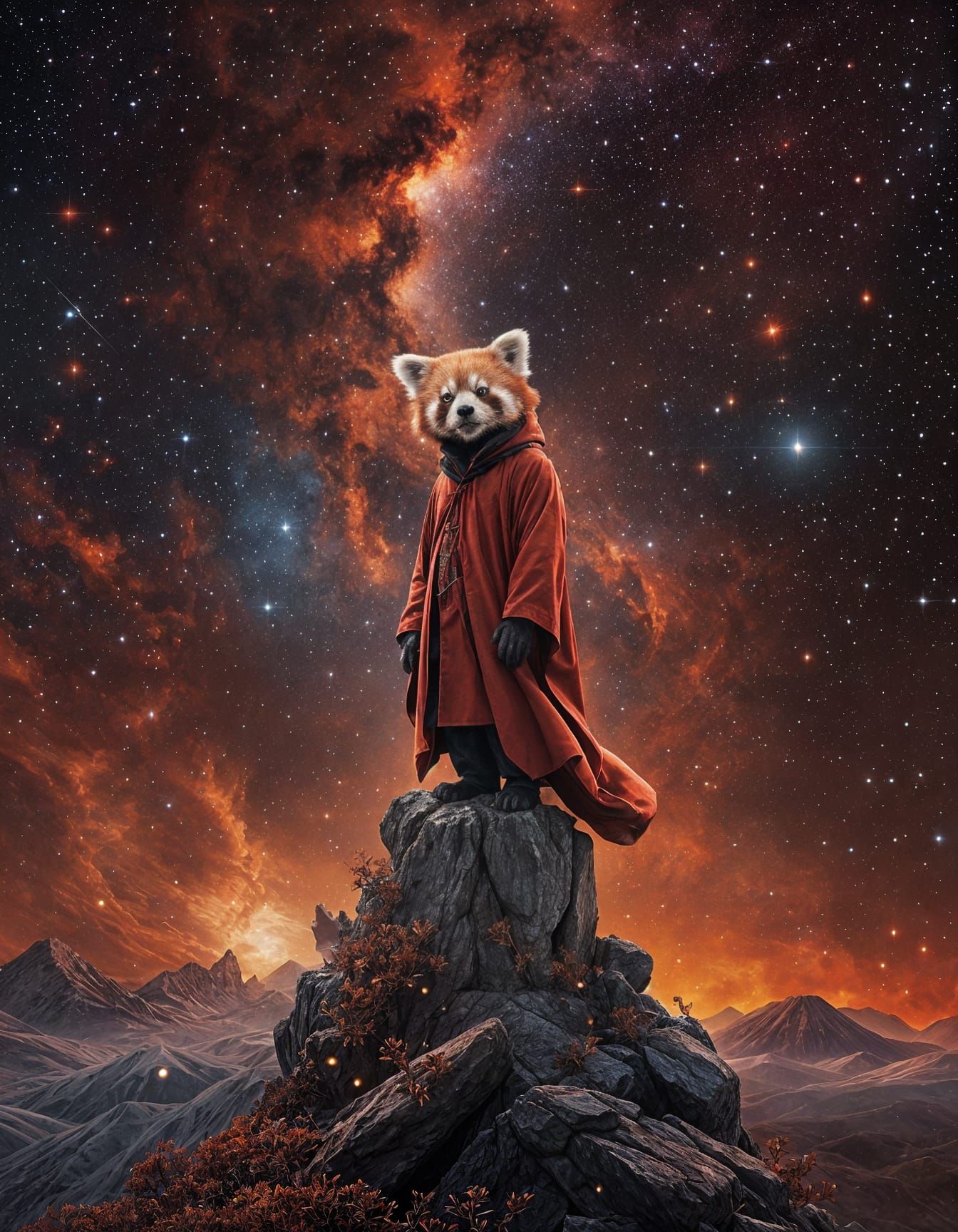 Spectral Red Panda in Cosmic Virtual Reality Art