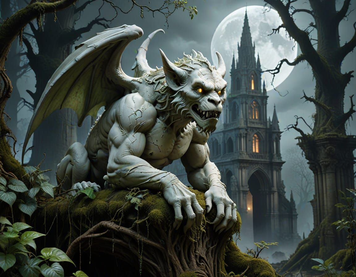 Gargoyle Cathedral in Murky Swamp, Ornate Filigree Style