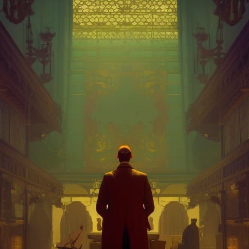 Cinematic Scene in Art Nouveau Style
