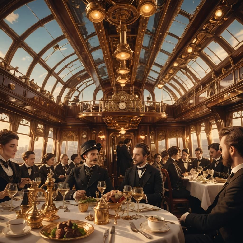 Steampunk Airship Restaurant in Victorian Style