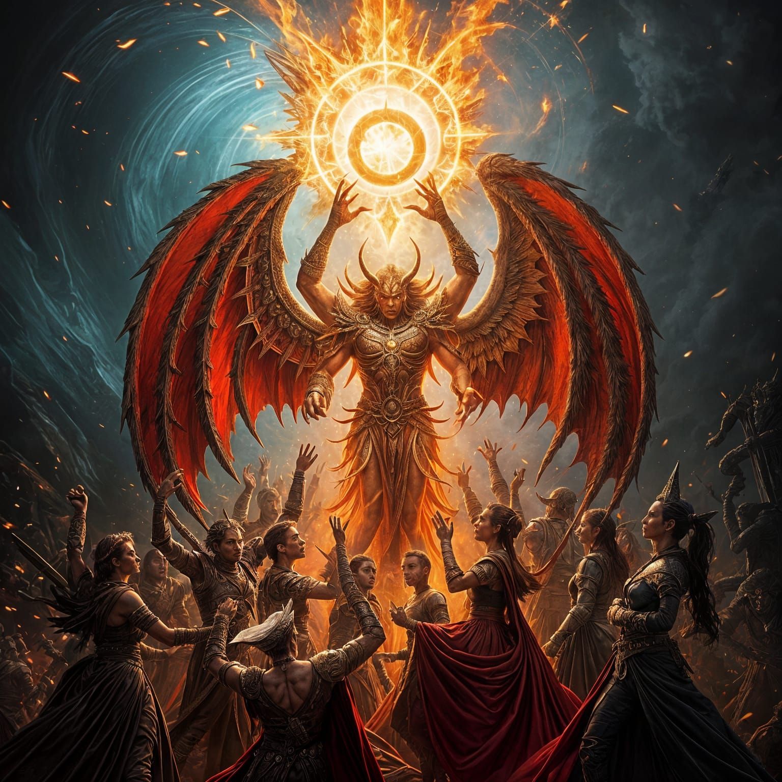 Majestic God Channels Power Amidst Swirling Forces