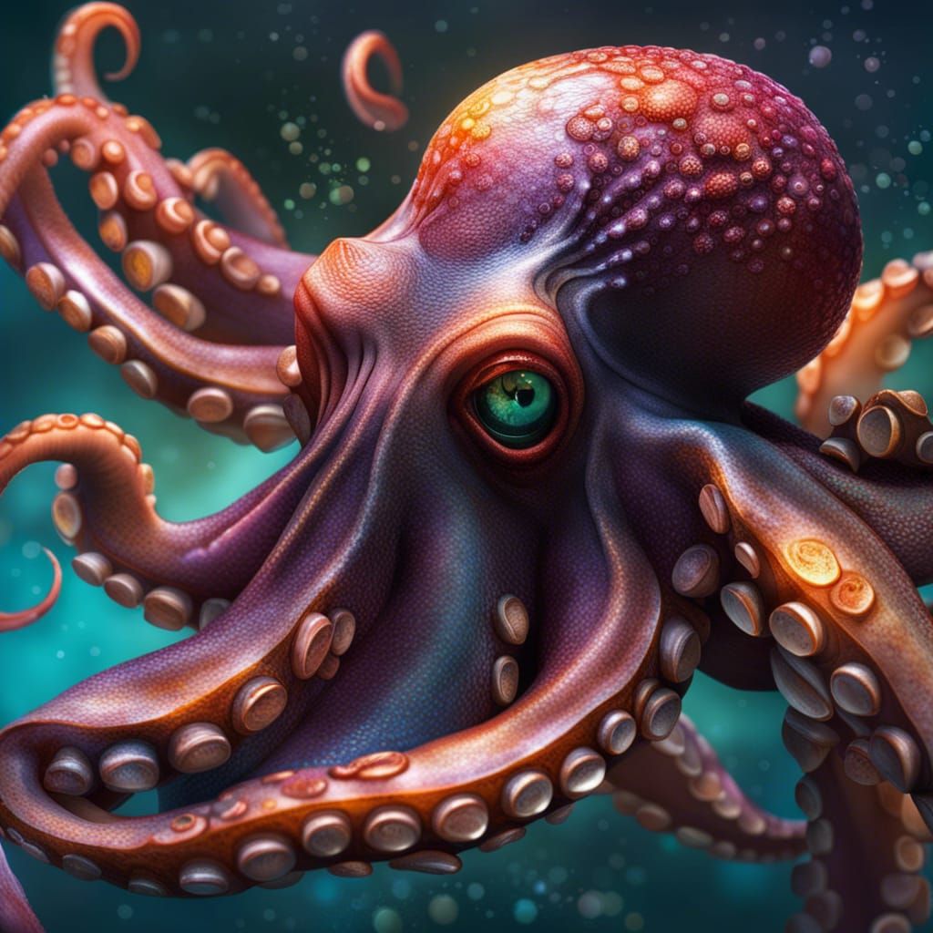 Hyperrealistic Octopus Splash Art Concept