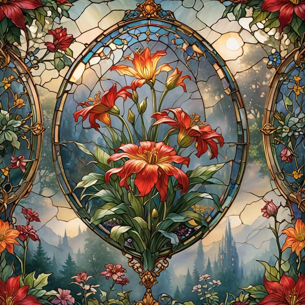 Ethereal Stained Glass Crown Imperial Flower