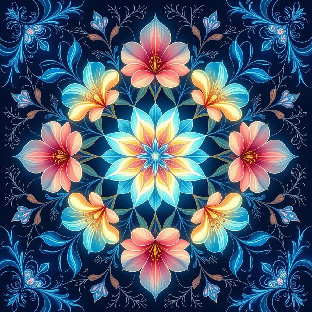 Bioluminescent Kaleidoscope: Surreal Alien Flora