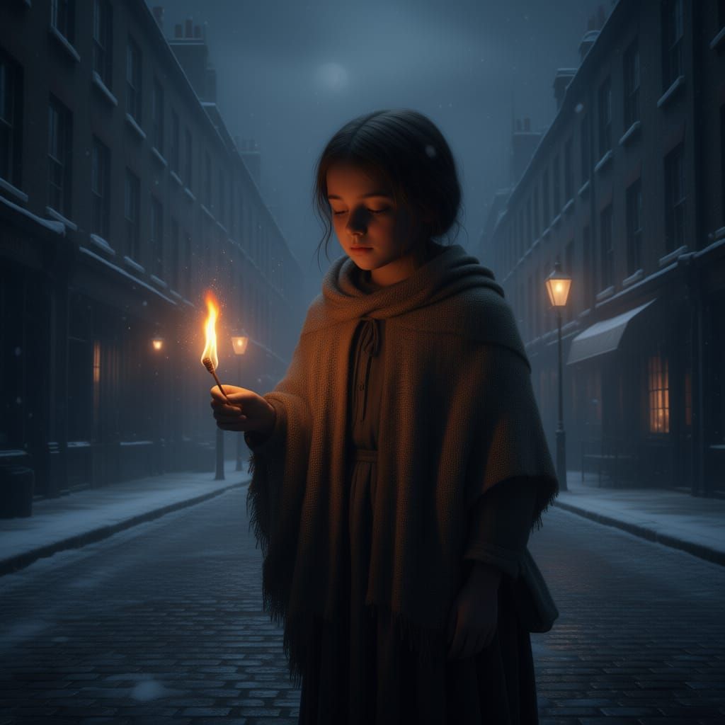 Girl in Rags with Tinderstick, Victorian London