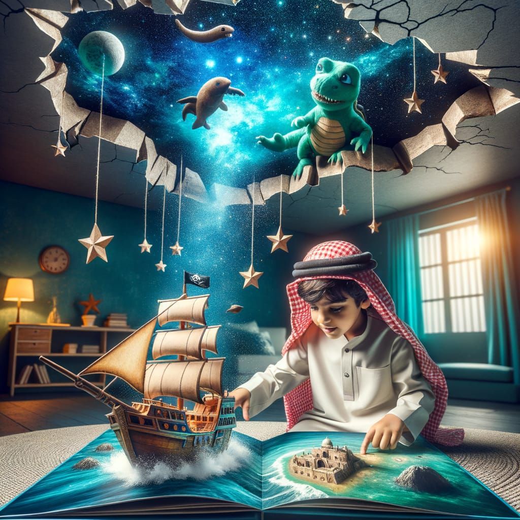 A kid summoning pirate ship and a sea monster