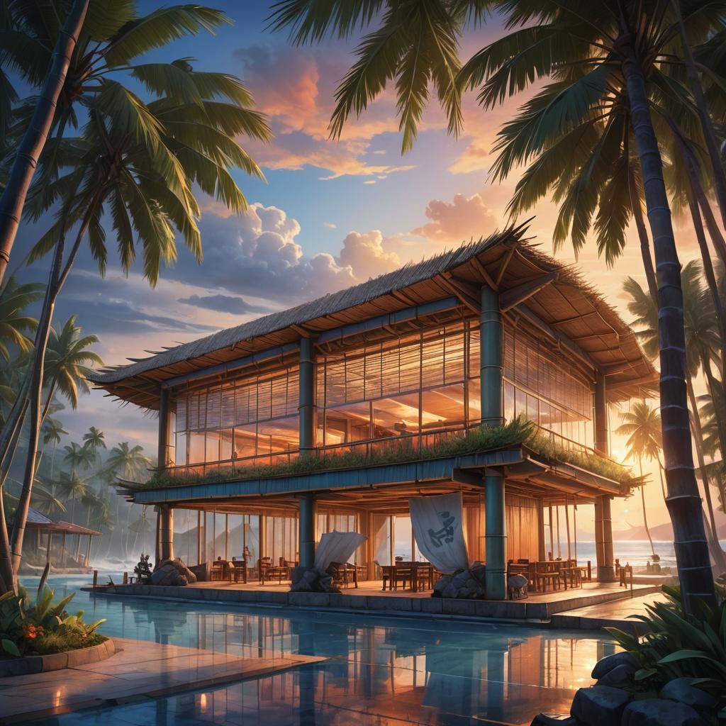 Bamboo Stadium Concept Art with Ocean View