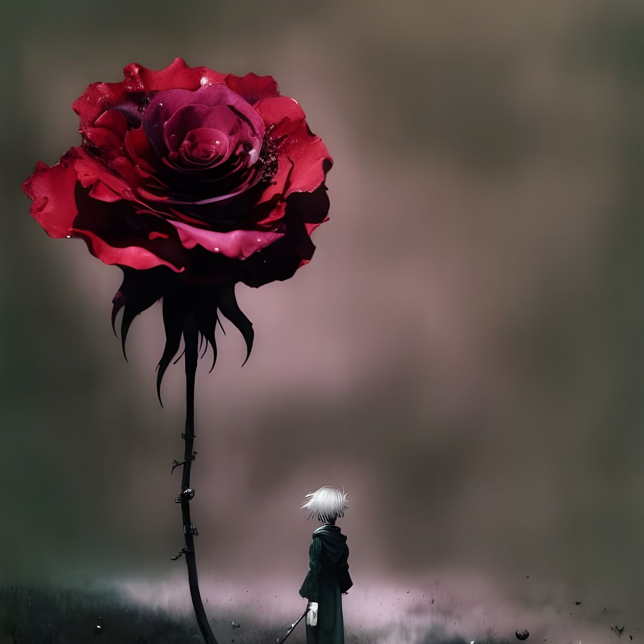 Withering Rose: A Bleak Expressionistic Watercolor