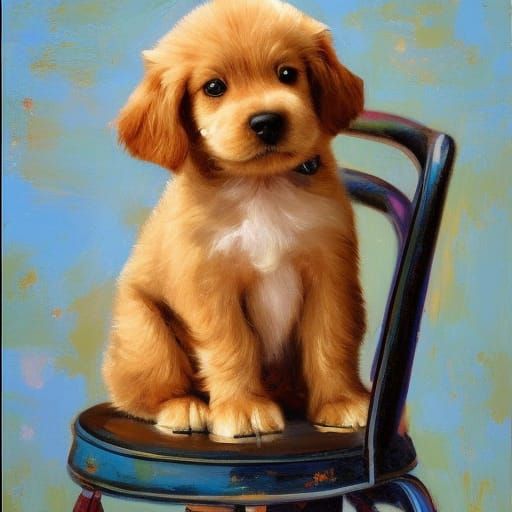 Puppy Portrait in Oil Painting Style
