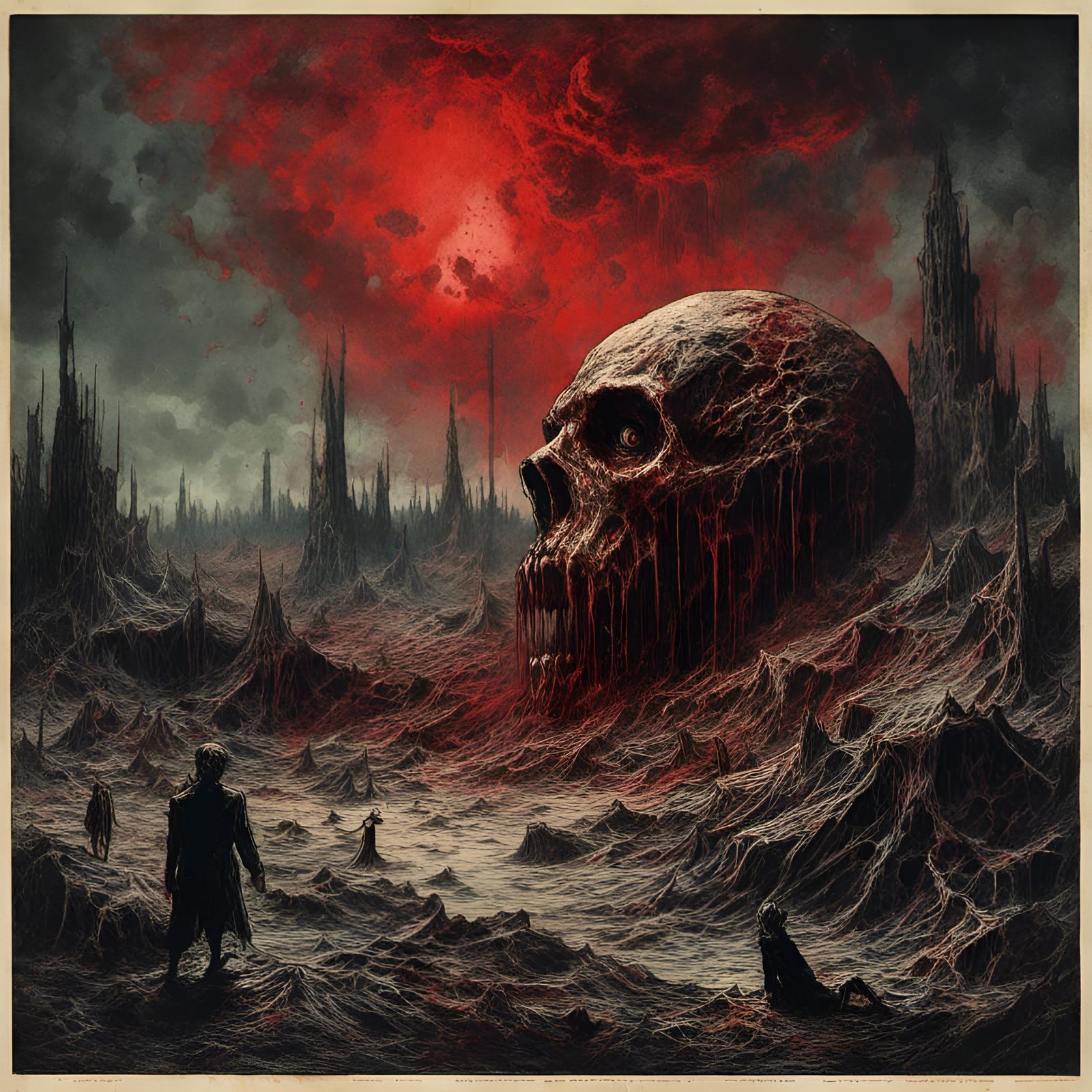 Apocalyptic Zombie in Macabre Horror Illustration