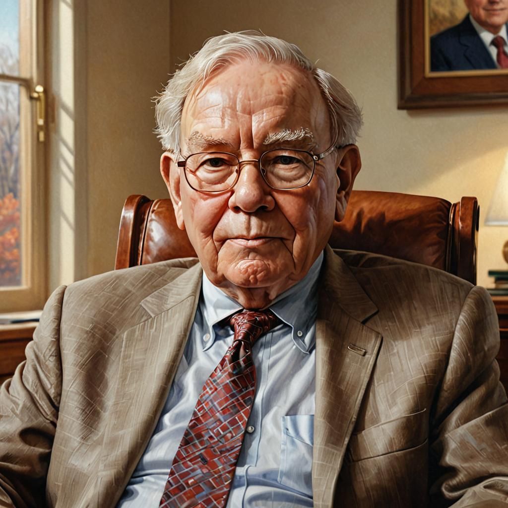 Realistic Portrait of Warren Buffett in Oil Paint