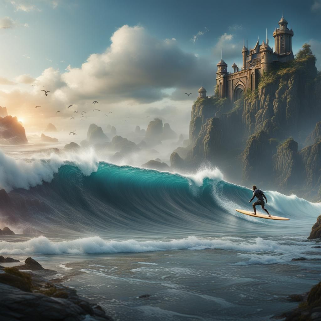 Detailed Wave Matte Painting in Deep Color