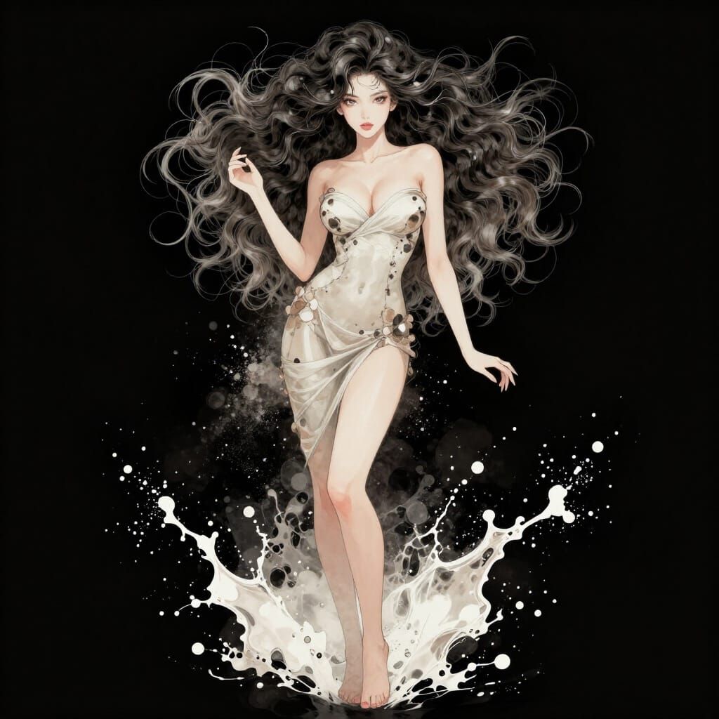 Beautiful Japanese Woman in Delicate Digital Art