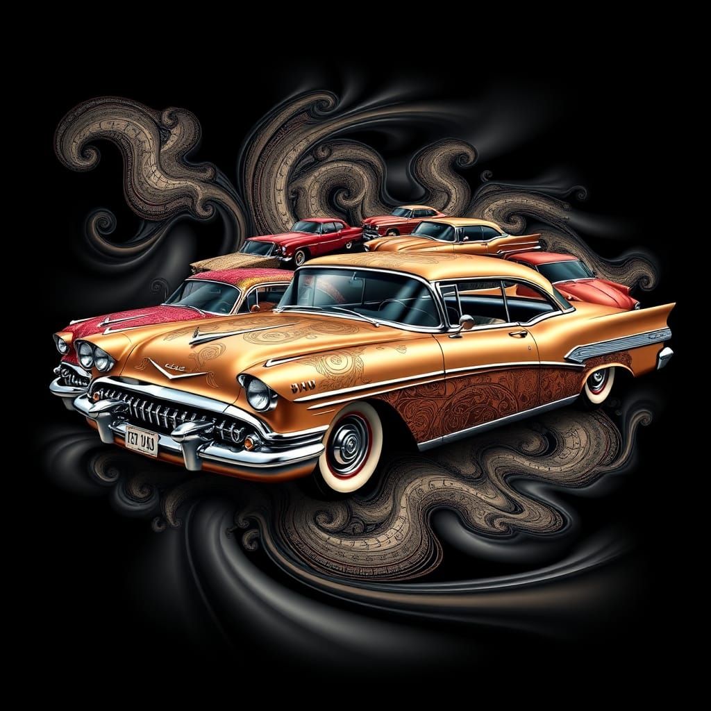 Abstract Vector Art: Vintage American Car Collection