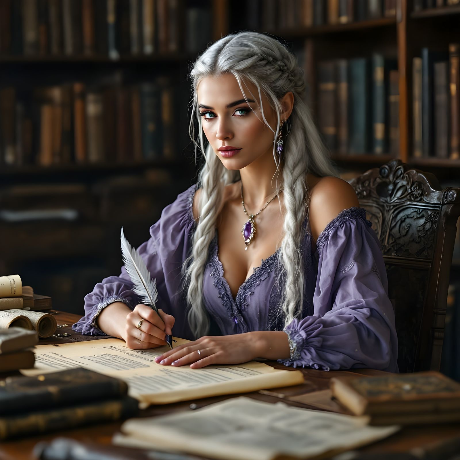 Norse Goddess of Wisdom in Elegant Study