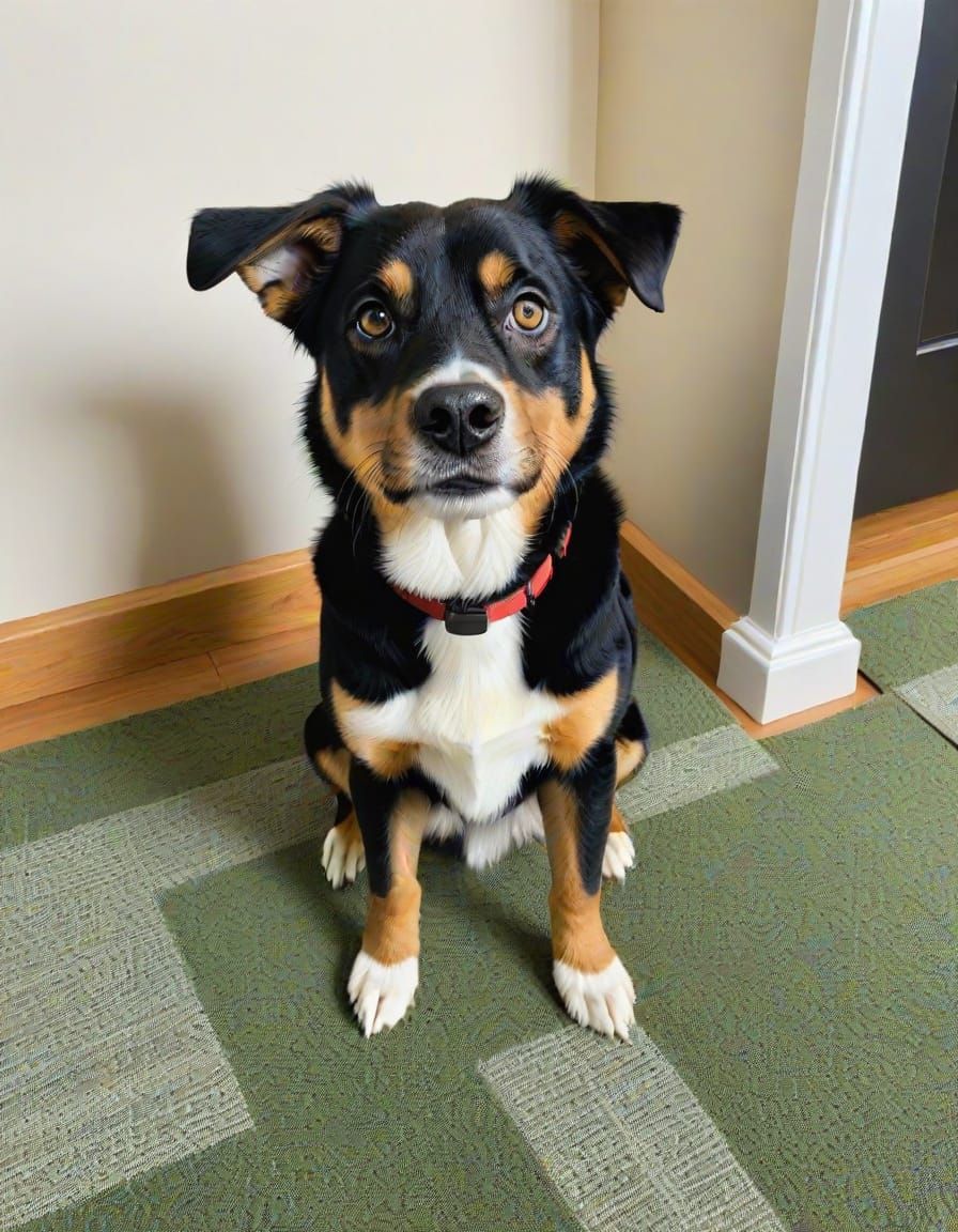 Dog Standing, Begging for Treats in a Playful Art Style